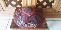 Vintage Tiffany Style Stained Leaded Glass Lamp Shade Ruby Wine Scarlet 14