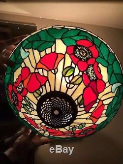 Vintage Tiffany-style Leaded Stained Glass Lamp Shade Art Nouveau Gorgeous 16.5