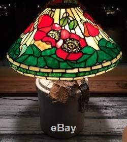 Vintage Tiffany-style Leaded Stained Glass Lamp Shade Art Nouveau Gorgeous 16.5