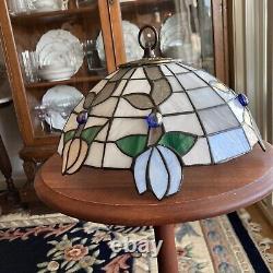 Vintage Tiffany styles stained glass lamp shade 7 high, 12 wide 6 Glass? Gems
