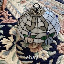 Vintage Tiffany styles stained glass lamp shade 7 high, 12 wide 6 Glass? Gems