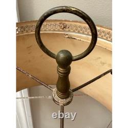 Vintage Tole Metal Lamp Shade black Gold floral painted READ