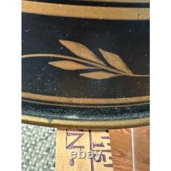 Vintage Tole Metal Lamp Shade black Gold floral painted READ