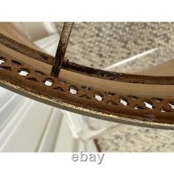 Vintage Tole Metal Lamp Shade black Gold floral painted READ