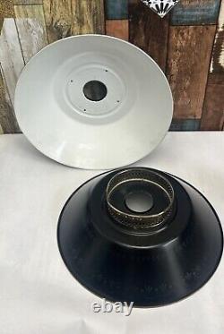 Vintage Tole Toleware Metal Black Gold Trim Lamp Shade 14 wide 5 tall Lot Of 2