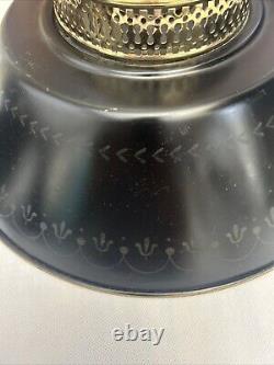 Vintage Tole Toleware Metal Black Gold Trim Lamp Shade 14 wide 5 tall Lot Of 2