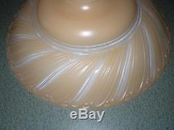 Vintage Torchiere Art Deco Lt Cream/dark Cream Swirl Glass Lamp Shade 16 D