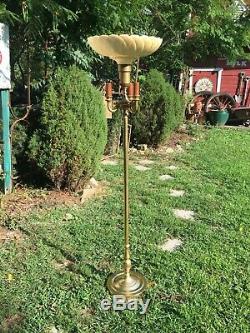 Vintage Torchiere Glass Lamp Shade Floor Lamp 62in 3 arm Lamp 3 way light