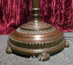 Vintage Torchiere Lamp Ornate Electric Floor Light Height Adjust Glass Shade Old