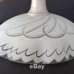 Vintage Torchiere Lamp Shade Large White Frosted Glass Diffuser