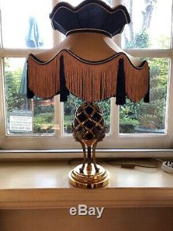 Vintage Traditional Faberge gold and blue Egg Lamp/Gold Blue 100%Silk Lampshade