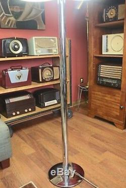 Vintage Unique MCM Retro Floor Lamp Chrome Pole & Base with 3 Circular Shades