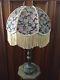 Vintage Victorian Floral Lamp Shade Fringe Cording Steampunk Large Antique Light