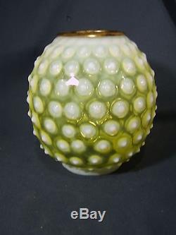 Vintage Vaseline Hobnail Opalescent Glass Globe Ball Shade Hall Lamp Shade 8in