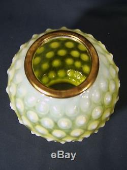 Vintage Vaseline Hobnail Opalescent Glass Globe Ball Shade Hall Lamp Shade 8in