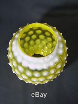 Vintage Vaseline Hobnail Opalescent Glass Globe Ball Shade Hall Lamp Shade 8in