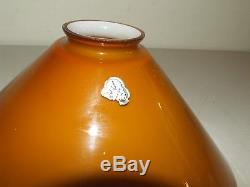 Vintage Vianne French Art Glass Amber Butterscotch Hurricane Student Lamp Shade