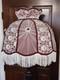 Vintage Victorian Art Deco Large 23 Handmade Maroon White Lace Lamp Shade