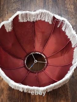 Vintage Victorian Art Deco LARGE 23 HANDMADE Maroon White Lace Lamp Shade