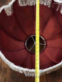Vintage Victorian Art Deco LARGE 23 HANDMADE Maroon White Lace Lamp Shade