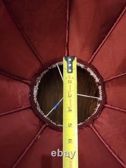 Vintage Victorian Art Deco LARGE 23 HANDMADE Maroon White Lace Lamp Shade