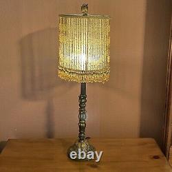 Vintage Victorian Art Deco table Lamp Shade Gold Beaded Tassel