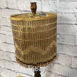 Vintage Victorian Art Deco table Lamp Shade Gold Beaded Tassel