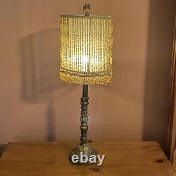 Vintage Victorian Art Deco table Lamp Shade Gold Beaded Tassel
