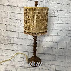 Vintage Victorian Art Deco table Lamp Shade Gold Beaded Tassel