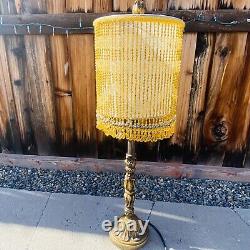 Vintage Victorian Art Deco table Lamp Shade Gold Beaded Tassel