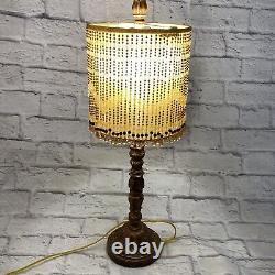 Vintage Victorian Art Deco table Lamp Shade Gold Beaded Tassel