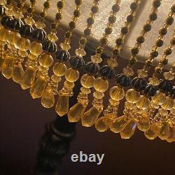 Vintage Victorian Art Deco table Lamp Shade Gold Beaded Tassel