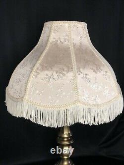 Vintage Victorian Damask Floral 8 Panel Fringed Ivory Cream Large Lamp Shade