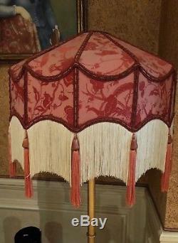 Vintage Victorian Downton Abbey Deco Traditional rust red brocade silk Lampshade