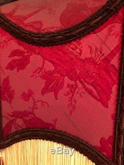 Vintage Victorian Downton Abbey Deco Traditional rust red brocade silk Lampshade