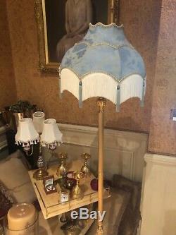 Vintage Victorian Downton Abbey Traditional Blue Silk Tassel Fringed Lampshade