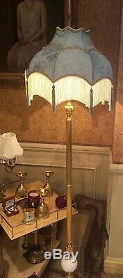 Vintage Victorian Downton Abbey Traditional Blue Silk Tassel Fringed Lampshade