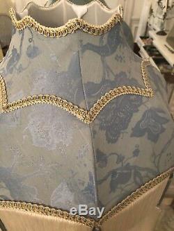 Vintage Victorian Downton Abbey Traditional Blue Silk Tassel Fringed Lampshade