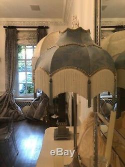Vintage Victorian Downton Abbey Traditional Blue Silk Tassel Fringed Lampshade