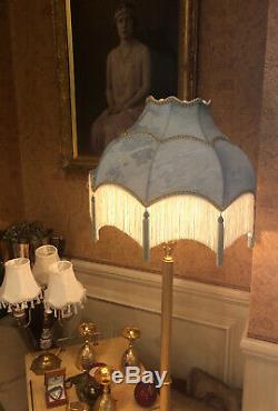 Vintage Victorian Downton Abbey Traditional Blue Silk Tassel Fringed Lampshade