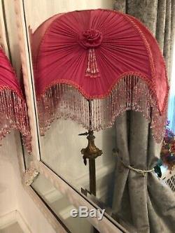 Vintage Victorian Downton Abbey Traditional Crushed Velvet Pink Bead lampshade