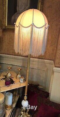 Vintage Victorian Downton Abbey Traditional Deco Ivory Long Fringed Lampshade X2