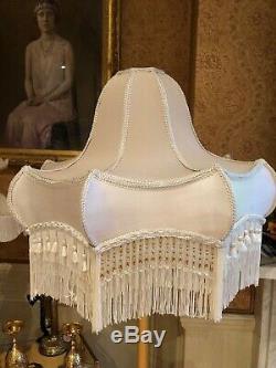 Vintage Victorian Downton Abbey Traditional Deco Ivory Silk Chiffon Lampshade