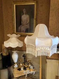 Vintage Victorian Downton Abbey Traditional Deco Ivory Silk Chiffon Lampshade