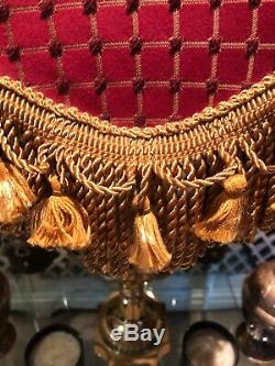 Vintage Victorian Downton Abbey Traditional Deco Red/Gold Silk Tassel Lampshade