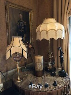 Vintage Victorian Downton Abbey Traditional Gold/Black Silk Pagoda Lampshade