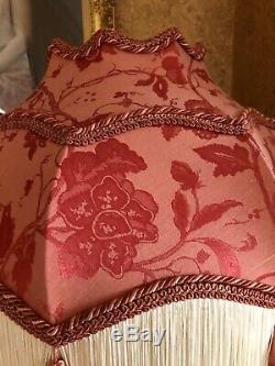 Vintage Victorian Downton Abbey Traditional Reds Brocade silk scollop Lampshade