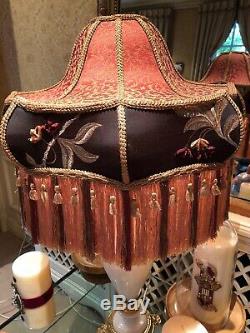 Vintage Victorian Downton Abbey TraditionalRedGold Brown Fringe Tassel Lampshade