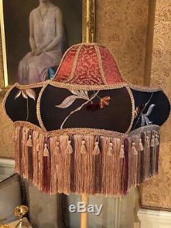 Vintage Victorian Downton Abbey TraditionalRedGold Brown Fringe Tassel Lampshade
