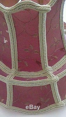 Vintage Victorian Embroidered Tiered Brocade Silk Lamp Shade